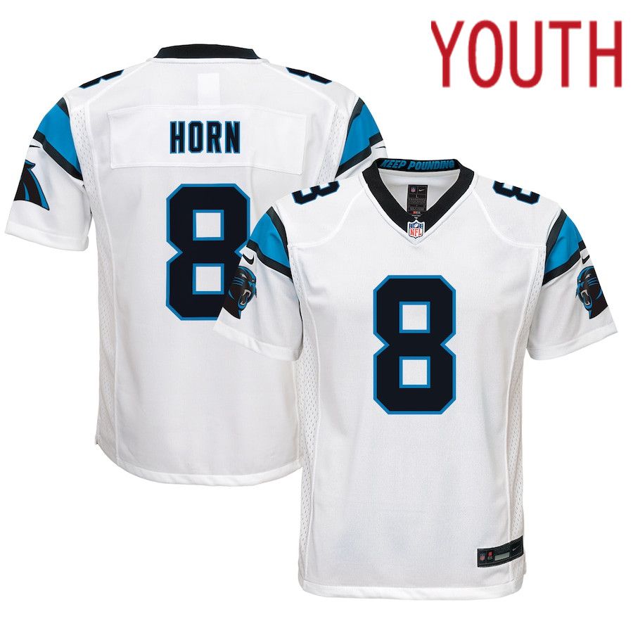 Youth Carolina Panthers 8 Jaycee Horn Nike White Game NFL Jersey